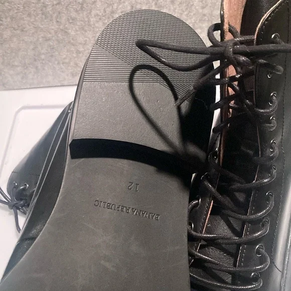 Men’s 12 Banana Republic Italian Men's Black Leather Lace Up Boots (New) - Picture 7 of 10